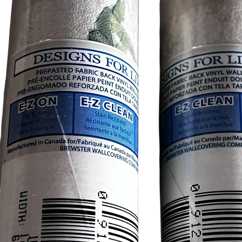 Brewster “Designs for Living” Prepasted Vinyl Wallpaper 3 Rolls Leaf Pattern